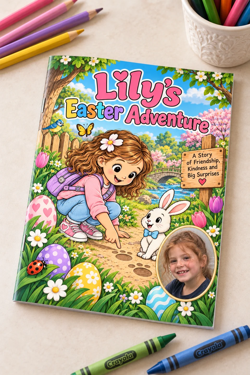 Aventura de Paște a lui Lily, cu fotografia copilului pe copertă